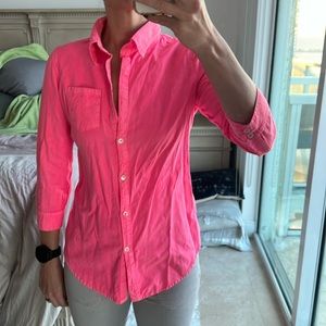 Elizabeth and James sz small neon pink collared button down shirt w/ zipper back